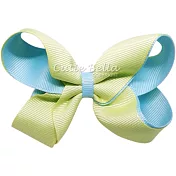 Cutie Bella雙層雙色蝴蝶結全包布手工髮夾-Grass/Sky