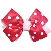 Cutie Bella雙層雙色水玉點點小蝴蝶結全包布手工髮夾-Polka-Red/Pink
