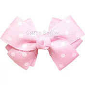 Cutie Bella雙層雙色水玉點點小蝴蝶結全包布手工髮夾-Polka-Pinky