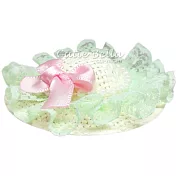 Cutie Bella珍珠蕾絲蝴蝶結遮陽帽全包布手工髮夾-Sun Hat-Mint