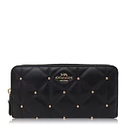 COACH 絎縫小牛皮 / ACCORDION / 拉鍊式長夾_黑色黑色