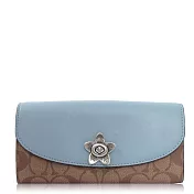 COACH 經典 PVC / 信封式轉釦長夾_卡其藍卡其藍