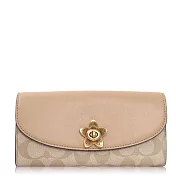 COACH 經典 PVC / 信封式轉釦長夾_卡其米卡其米