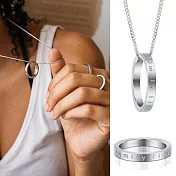 MANTRABAND 美國悄悄話戒指 Family First 亮銀戒指 家庭至上 附項鍊5銀色