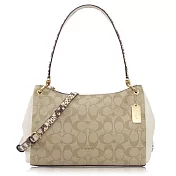 COACH 經典 PVC / 蛇紋壓花 小款 / 肩背兩用包_卡其白卡其白
