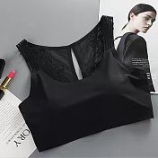 【Secret Lover】冰絲螺紋蕾絲美背無痕無鋼圈內衣胸罩(共三色)SL8252黑色