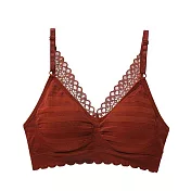 【Secret Lover】3D蕾絲立體透氣條紋無鋼圈內衣胸罩(共四色)SLMX38磚紅色