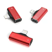 二合一耳機充電擴充lightning轉接頭(1入)紅色