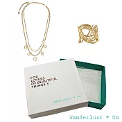 【Wanderlust + Co】官方情人節禮盒 雙層次星軌金項鍊+層次星軌金戒指(戒圍7)