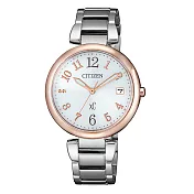 CITIZEN xC光動能閃耀時刻腕錶-銀X玫瑰金