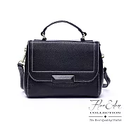 Flor Eden - 韓版氣質輕奢女款真皮手提斜背包-共2色黑色