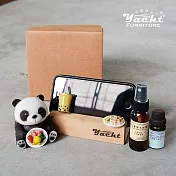 【YACHT 遊艇精品文創】(熊貓) 或(台灣黑熊)原木擴香手機座+檜木擴香精油(送限量檜木純露)=貓熊(隨機磁鐵)