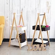 【H&R安室家】工業風可提式雙層收納籃/收納箱-BN145白細沙