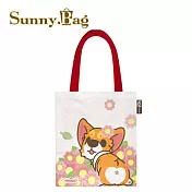 Sunny Bag - 柯基犬椪椪書袋/文青袋_花圈椪椪款