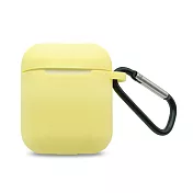 AirPods 純色矽膠保護套 附扣環檸檬黃