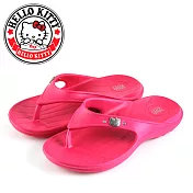 HELLO KITTY 凱蒂貓金屬水鑽輕量防水夾腳平底拖鞋EU36桃紅色