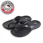 HELLO KITTY 凱蒂貓金屬水鑽輕量防水夾腳平底拖鞋EU36黑色