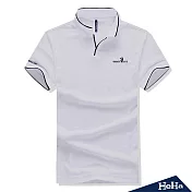 <現貨+預購>潮男英倫風V領薄款POLO衫三色-HeHaM優雅白