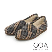 GOA 格紋毛呢內刷毛輕便鞋EU36米藍格紋