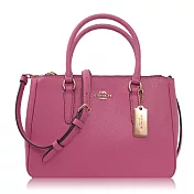 COACH 十字紋皮革 / 小款 / 斜背兩用包_桃紅桃紅