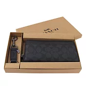 COACH 經典 PVC / 禮盒套裝 / 拉鍊式長夾_黑灰黑灰