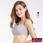 【Olivia】歐美日熱銷 無鋼圈運動睡眠型內衣M灰色