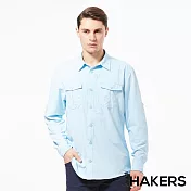 【HAKERS 哈克士】男 抗UV快乾長袖襯衫(天藍/卡其/石黑灰/灰藍 四色可選)S天藍