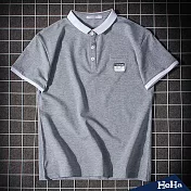 <現貨+預購>簡約素面男士時尚翻領短袖polo衫 三色-HeHaM灰色