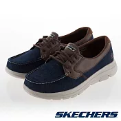 SKECHERS 男款 GO Walk 健走鞋55502 NVBR 寬楦款 (美國品牌、輕量避震、運動休閒)US8藍-棕