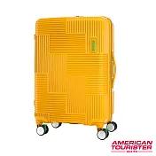 AT美國旅行者 25吋Velton 跳色幾何線條可擴充剎車輪行李箱(黃)
