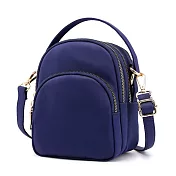 DF Queenin日韓 - 日韓女款2WAYS防潑水尼龍手提斜背包-共4色深藍