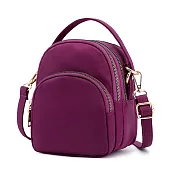DF Queenin日韓 - 日韓女款2WAYS防潑水尼龍手提斜背包-共4色紫色