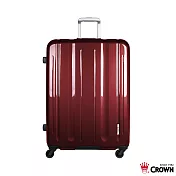 【CROWN 皇冠】29吋 滑順大輪 大容量 箱面手把 鋁框箱(大容量 超輕量 鋁框箱 行李箱)珠光酒紅