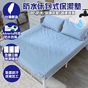 【eyah 宜雅】台灣製專業護理級完全防水床包式保潔墊-雙人加大-海洋藍