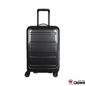 【CROWN 皇冠】21吋拉鍊行李箱 登機箱 雙層防盜拉鍊 蓋底2:8輕鬆開藏青色亮面