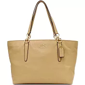 COACH 全皮金屬鍊環肩背托特包-焦糖 (現貨+預購)焦糖