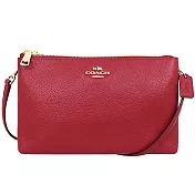 COACH 荔枝紋皮革雙層手掛/肩斜背小包-紅 (現貨+預購)紅