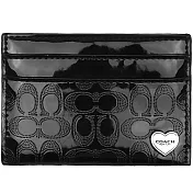 COACH 漆皮點壓C Logo心型飾牌票卡/名片夾-黑色 (現貨+預購)黑色