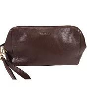 COACH 荔枝紋全皮文字飾牌手抓/手掛晚宴包-咖啡 (現貨+預購)咖啡