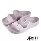 【Pretty】簡約素面輕量防水拖鞋JP24紫色