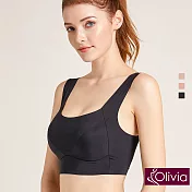 【Olivia】無鋼圈45度新剪裁零觸感無痕內衣M黑色