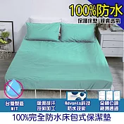 【eyah 宜雅】台灣製專業護理級完全防水床包式保潔墊(含枕頭套2入組)-雙人-蒂芬妮綠