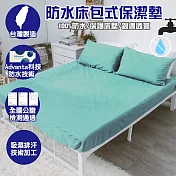 【eyah 宜雅】台灣製專業護理級完全防水床包式保潔墊(含枕頭套2入組)-雙人加大-蒂芬妮綠