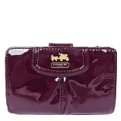 COACH 馬車亮面漆皮兩折中夾(紫紅)紫紅