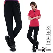 【遊遍天下】中性款防風防潑水速乾反光運動長褲(GP10007)S黑玫紅