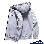 (現貨+預購) HeHa-早秋款連帽寬鬆外套 三色M淺灰色