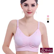 【Olivia】無鋼圈上開扣式孕婦哺乳內衣M粉色