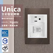 法國Schneider Unica Plus雙USB插座/單插座 可可亞(ABS外框)
