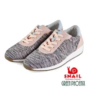 SNAIL蝸牛_金蔥混色飛線編織綁帶平底休閒鞋EU35桃紅色