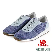 SNAIL蝸牛_金蔥混色飛線編織綁帶平底休閒鞋EU35藍色